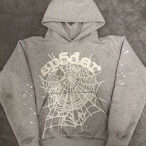 Unbranded Gray Spider Web Graphic Hoodie